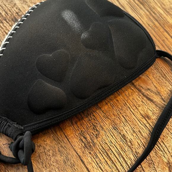 Victoria Secret Swim Black & Crochet Heart Padded Bikini - Picture 6 of 10